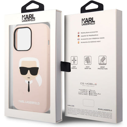 Funda MagSafe para Apple iPhone 14 Pro, Karl Lagerfeld, Silicone Karl Head, Rosa