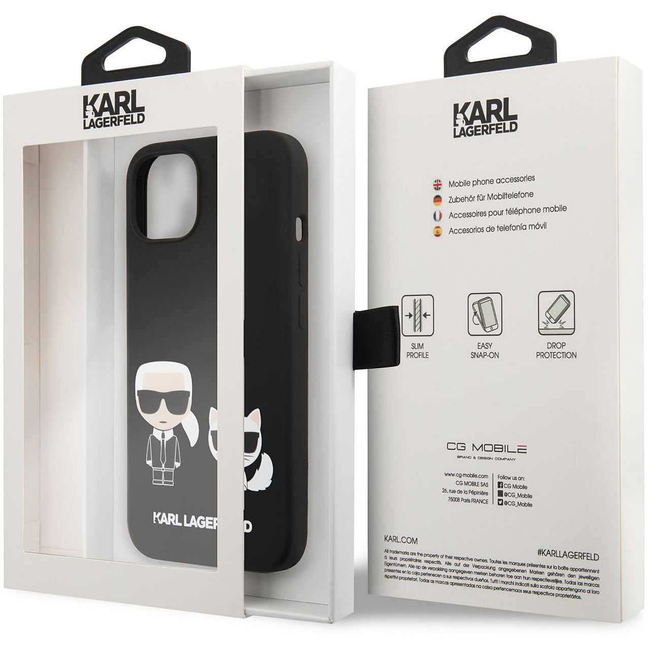 MagSafe Case for Apple iPhone 14 Plus, Karl Lagerfeld, Karl & Choupette Silicone, Black