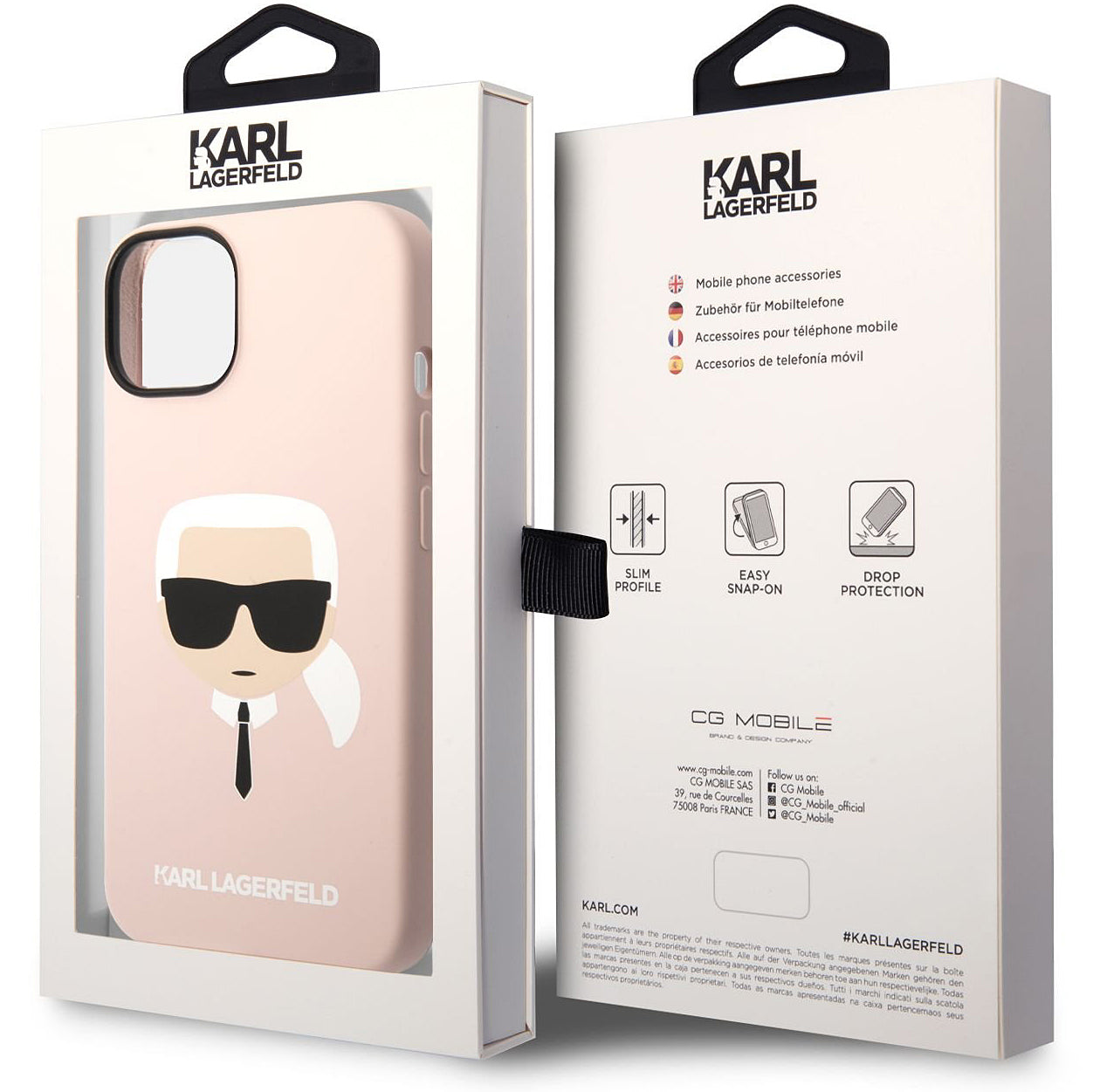 Funda para Apple iPhone 14 Plus, Karl Lagerfeld, Silicone Karl's Head, Rosa