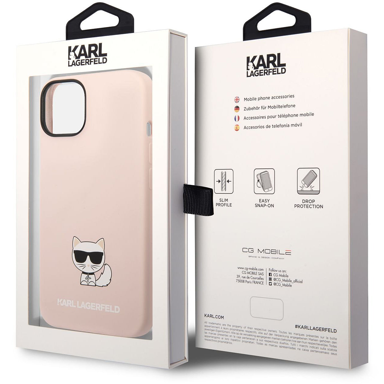 Funda para Apple iPhone 14 Plus, Karl Lagerfeld, Silicone Body Choupette, Rosa