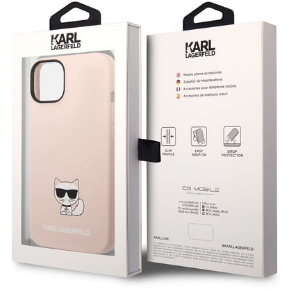 Funda para Apple iPhone 14 Plus, Karl Lagerfeld, Silicone Body Choupette, Rosa