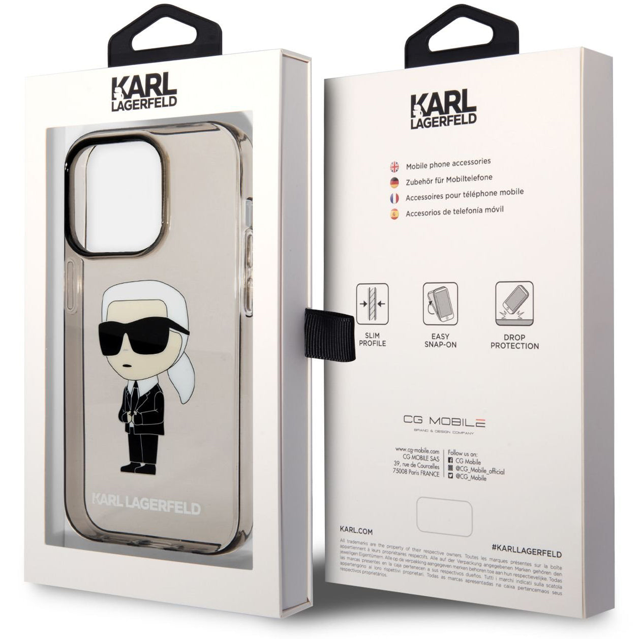 Funda para Apple iPhone 14 Pro Max, Karl Lagerfeld, IML Ikonik NFT, Negra