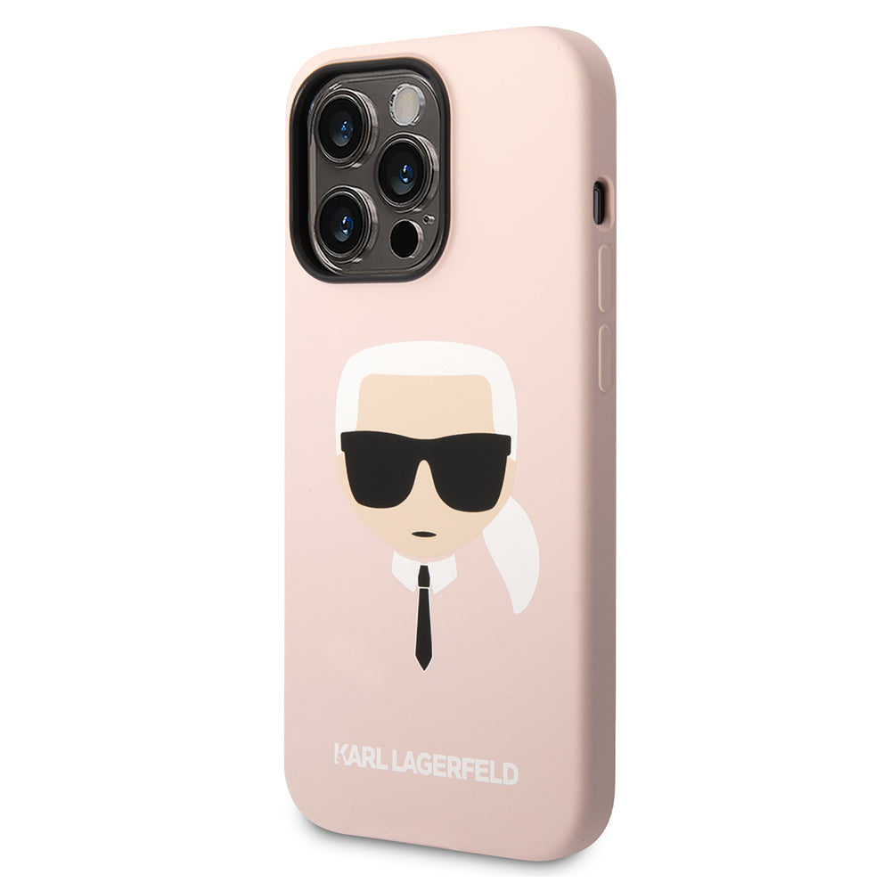 Funda MagSafe para Apple iPhone 14 Pro, Karl Lagerfeld, Silicone Karl Head, Rosa