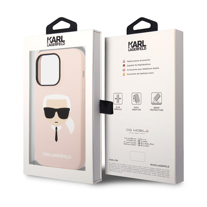 Funda MagSafe para Apple iPhone 14 Pro, Karl Lagerfeld, Silicone Karl Head, Rosa