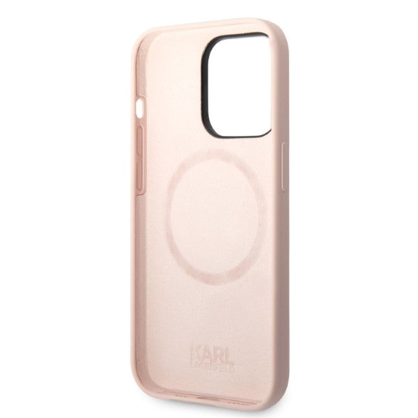 Funda MagSafe para Apple iPhone 14 Pro Max, Karl Lagerfeld, Cuerpo de Silicona Karl & Choupette, Rosa