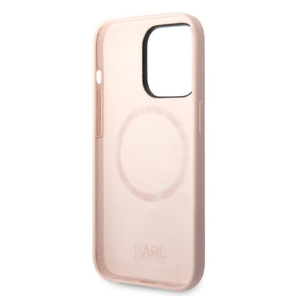 Funda MagSafe para Apple iPhone 14 Pro Max, Karl Lagerfeld, Cuerpo de Silicona Karl & Choupette, Rosa