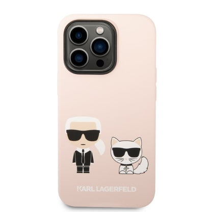 Funda MagSafe para Apple iPhone 14 Pro Max, Karl Lagerfeld, Cuerpo de Silicona Karl & Choupette, Rosa