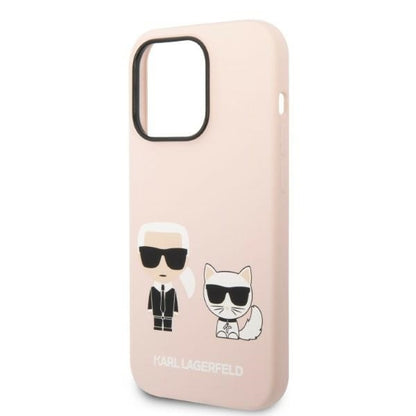 Funda MagSafe para Apple iPhone 14 Pro Max, Karl Lagerfeld, Cuerpo de Silicona Karl & Choupette, Rosa
