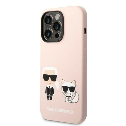 Funda MagSafe para Apple iPhone 14 Pro Max, Karl Lagerfeld, Cuerpo de Silicona Karl & Choupette, Rosa