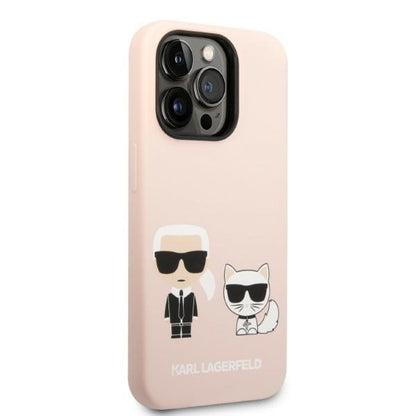 Funda MagSafe para Apple iPhone 14 Pro Max, Karl Lagerfeld, Cuerpo de Silicona Karl & Choupette, Rosa