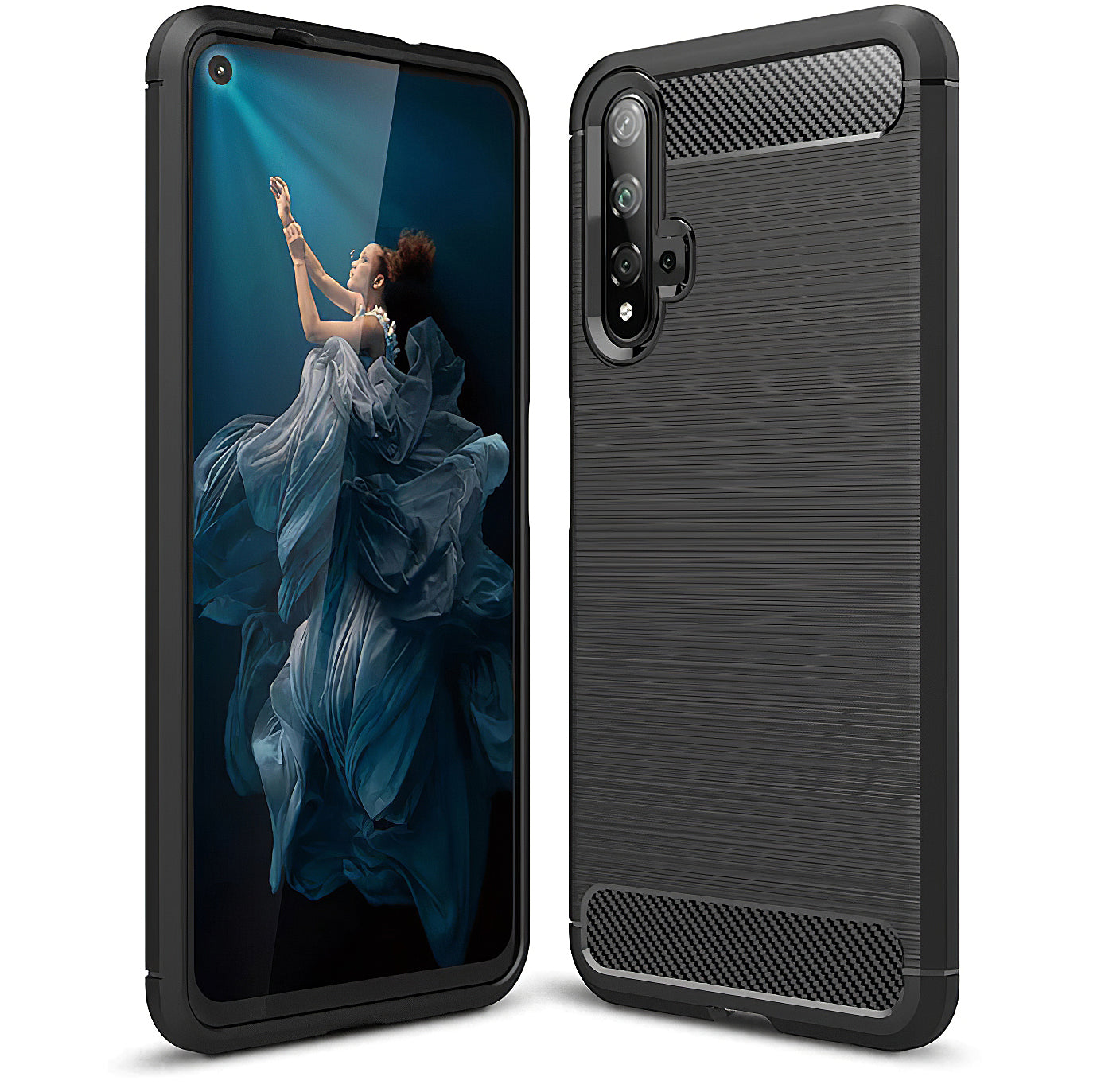 Funda para Huawei nova 5T / Honor 20, OEM, Carbono, Negra