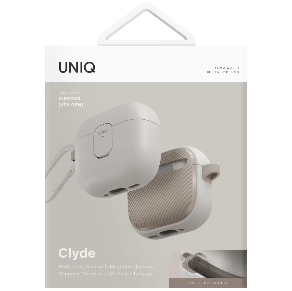 Funda UNIQ Clyde para Apple AirPods 4, Gris Beige