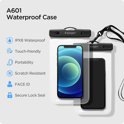 Funda Universal Waterproof para Teléfono max. 3.5inch - 7inch, Spigen, A601, Set 2 unidades, Transparente AMP03098
