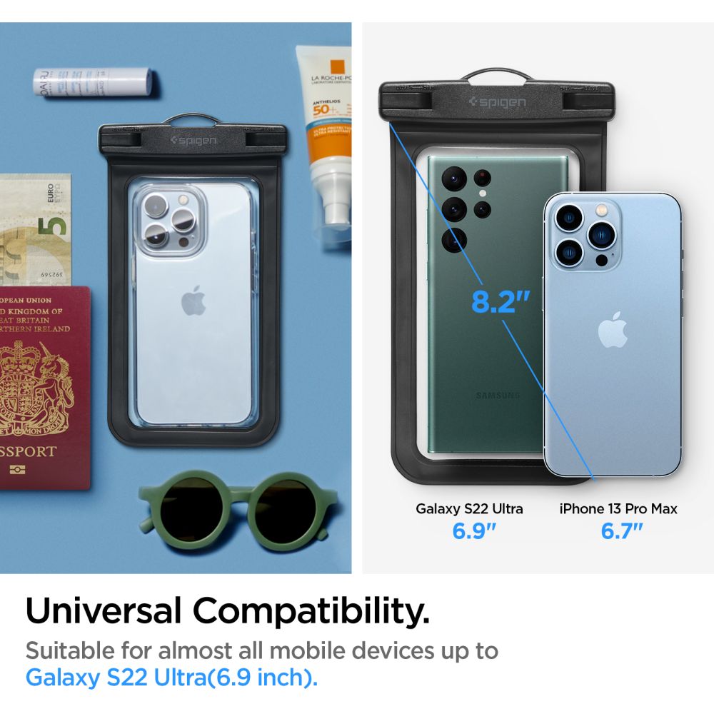 Universal Waterproof Case for Phone max. 3.5inch - 7inch, Spigen, A601, Set of 2 pieces, Black AMP04523