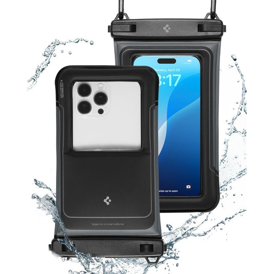 Funda Universal Waterproof para Teléfono max. 6.9inch, Spigen, A611P, Set 2 piezas, Negra Mate ACS09348