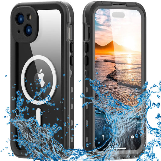 Funda Waterproof MagSafe para Apple iPhone 15 Plus, ShellBox, Negra