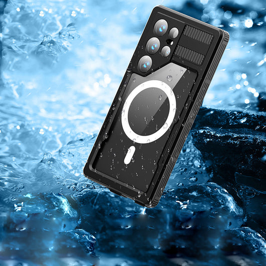 Funda impermeable para Samsung Galaxy S24 Ultra S928, ShellBox, Negra