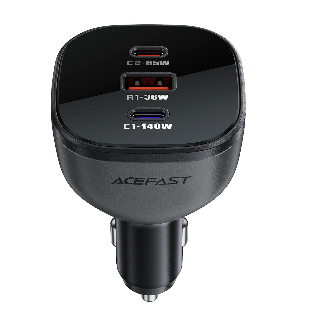 Cargador de coche Acefast B14, 165W, 5A, 1 x USB-A - 2 x USB-C, Negro