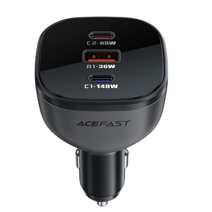 Cargador de coche Acefast B14, 165W, 5A, 1 x USB-A - 2 x USB-C, Negro