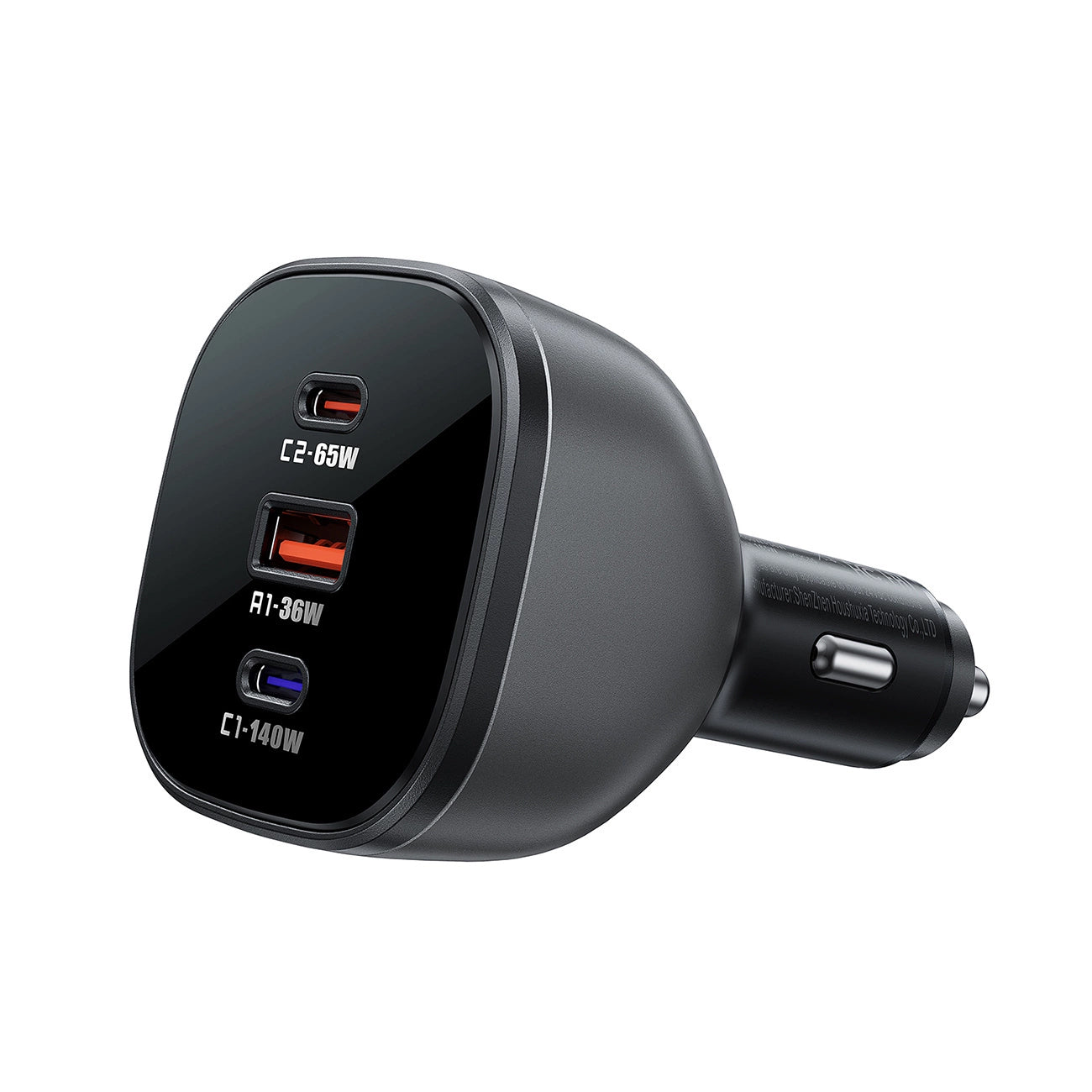 Cargador de coche Acefast B14, 165W, 5A, 1 x USB-A - 2 x USB-C, Negro