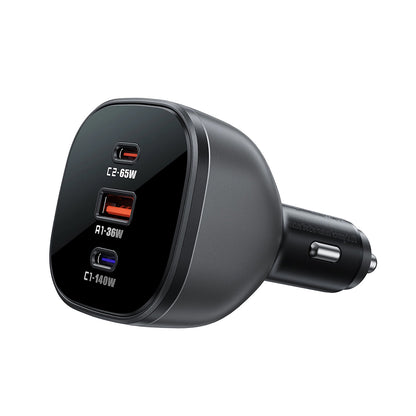 Cargador de coche Acefast B14, 165W, 5A, 1 x USB-A - 2 x USB-C, Negro
