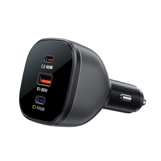 Cargador de coche Acefast B14, 165W, 5A, 1 x USB-A - 2 x USB-C, Negro