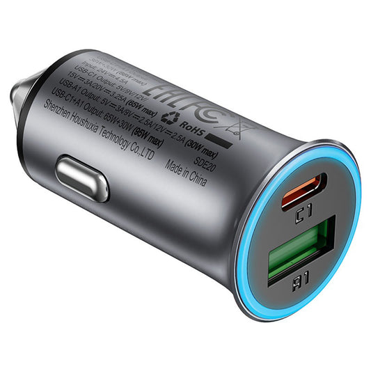 Cargador de coche Acefast B16, 95W, 3.25A, 1 x USB-A - 1 x USB-C, Gris