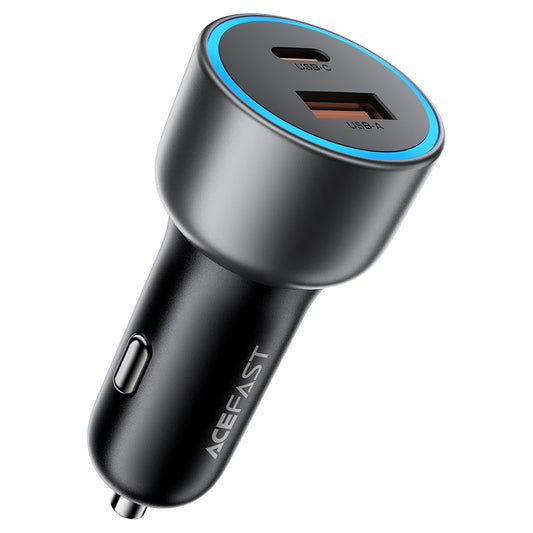 Cargador de coche Acefast B21, 75W, 3A, 1 x USB-A - 1 x USB-C, Gris