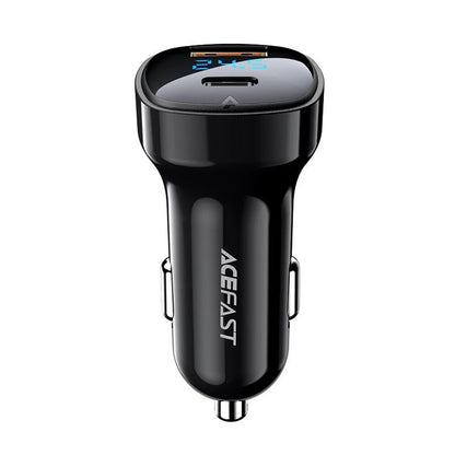 Cargador de coche Acefast B4, 66W, 3A, 1 x USB-A - 1 x USB-C, Negro