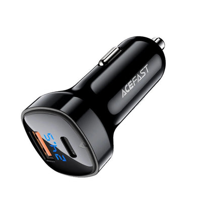 Cargador de coche Acefast B4, 66W, 3A, 1 x USB-A - 1 x USB-C, Negro