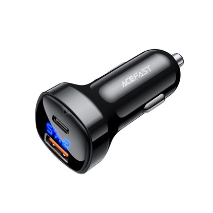 Cargador de coche Acefast B4, 66W, 3A, 1 x USB-A - 1 x USB-C, Negro