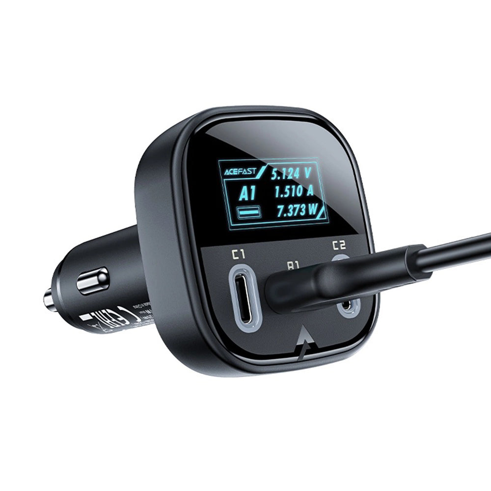 Acefast B5 Display Car Charger, 101W, 5A, 1 x USB-A - 2 x USB-C, Black