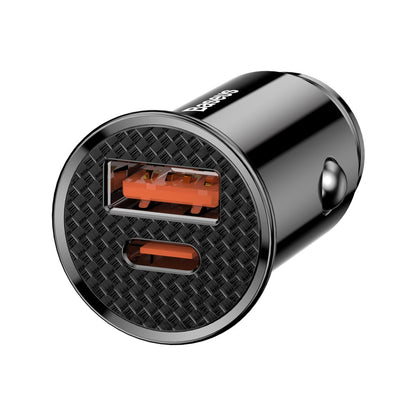 Cargador de coche Baseus, 30W, 3A, 1 x USB-A - 1 x USB-C, Negro CCALL-YS01 