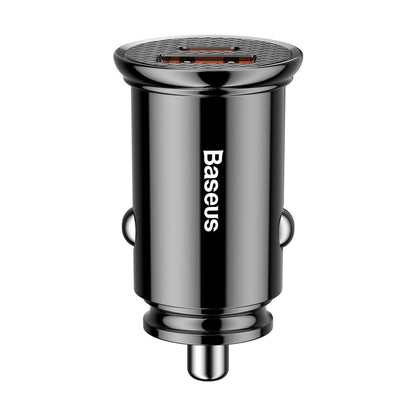 Cargador de coche Baseus, 30W, 3A, 1 x USB-A - 1 x USB-C, Negro CCALL-YS01 