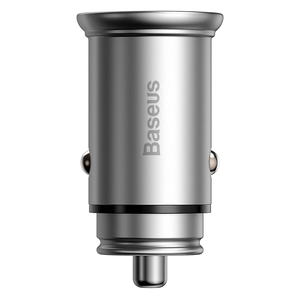Cargador de Coche Baseus Circular Metal, 30W, 5A, 1 x USB-A - 1 x USB-C, Gris