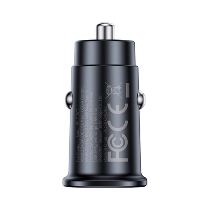 Cargador de coche Baseus GoTrip, 30W, 3A, 2 x USB-C, Negro