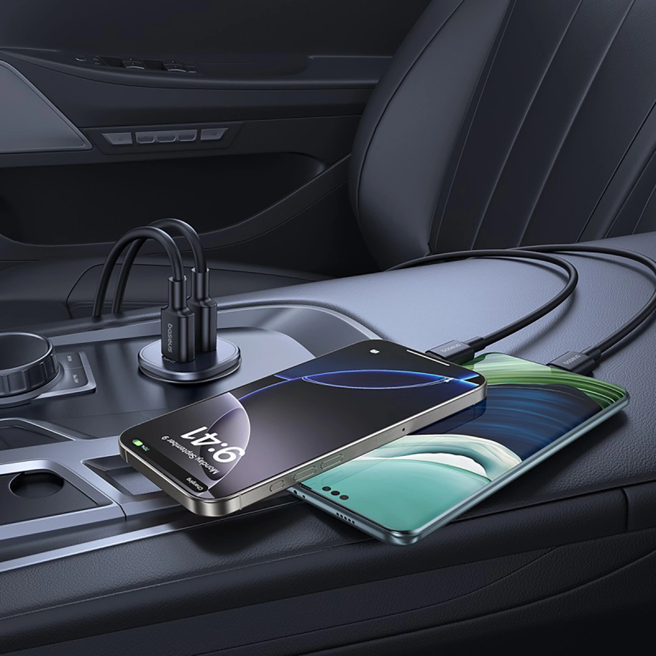 Cargador de coche Baseus GoTrip, 30W, 3A, 2 x USB-C, Negro