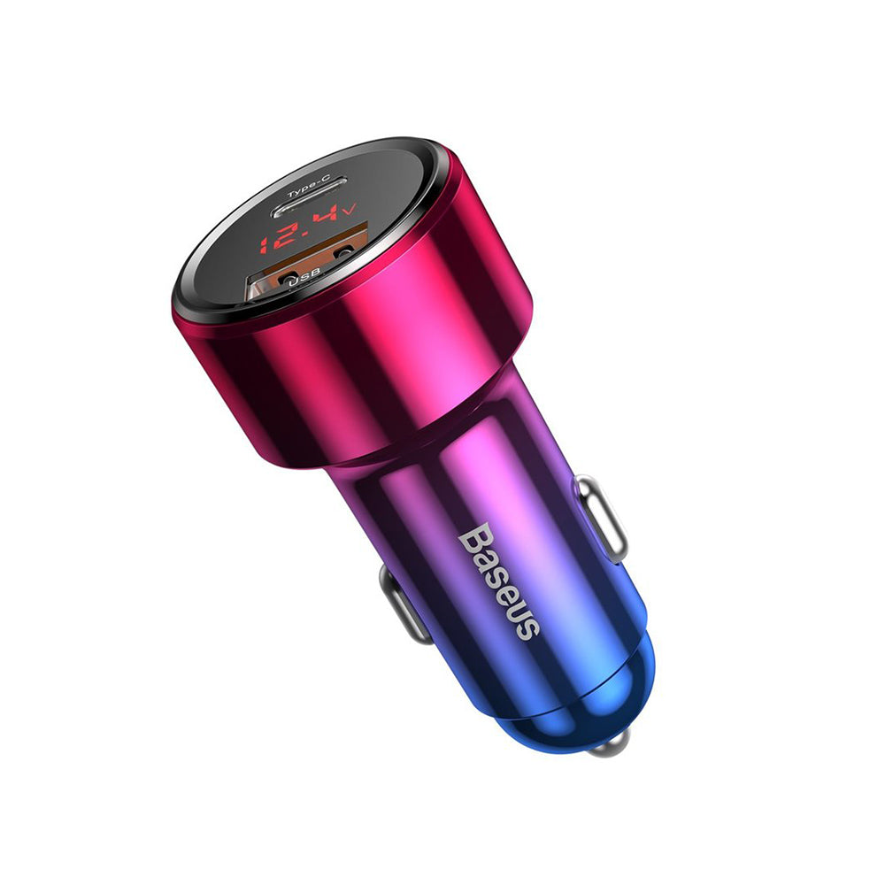 Cargador de coche Baseus Magic Display Series, 45W, 5A, 1 x USB-A - 1 x USB-C, Multicolor CCMLC20C-09