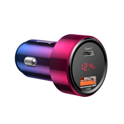 Cargador de coche Baseus Magic Display Series, 45W, 5A, 1 x USB-A - 1 x USB-C, Multicolor CCMLC20C-09