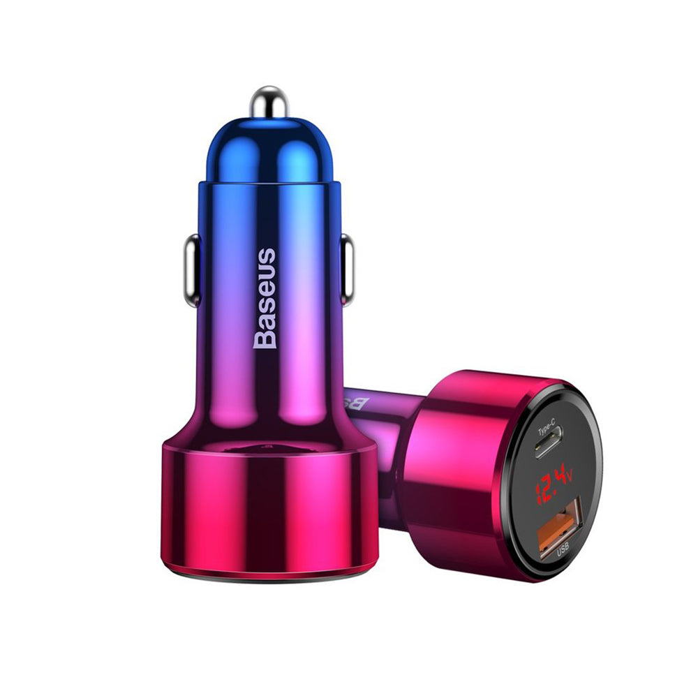 Cargador de coche Baseus Magic Display Series, 45W, 5A, 1 x USB-A - 1 x USB-C, Multicolor CCMLC20C-09