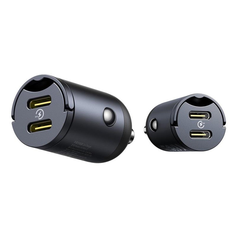 Cargador de coche Baseus Tiny Star, 30W, 3A, 2 x USB-C, Negro C00035001121-03