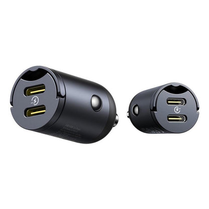 Cargador de coche Baseus Tiny Star, 30W, 3A, 2 x USB-C, Negro C00035001121-03