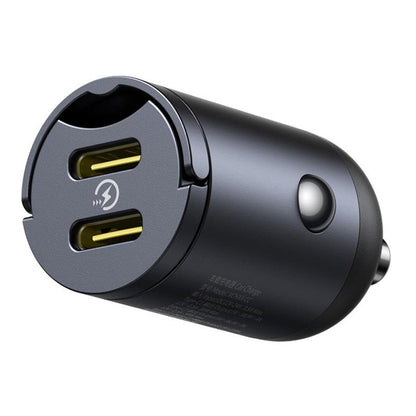 Cargador de coche Baseus Tiny Star, 30W, 3A, 2 x USB-C, Negro C00035001121-03