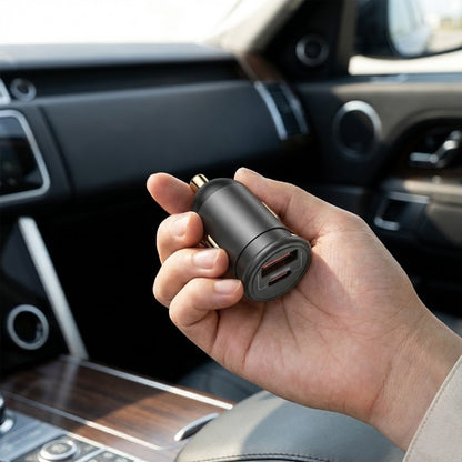 Cargador de coche Blueo, 35W, 3A, 1 x USB-A - 1 x USB-C, Gris