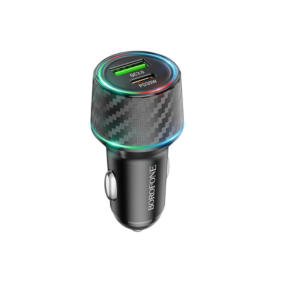 Cargador de coche Borofone BZ21 Brilliant, 48W, 3A, 1 x USB-A - 1 x USB-C, Negro