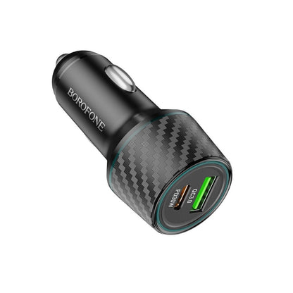 Cargador de coche Borofone BZ21 Brilliant, 48W, 3A, 1 x USB-A - 1 x USB-C, Negro