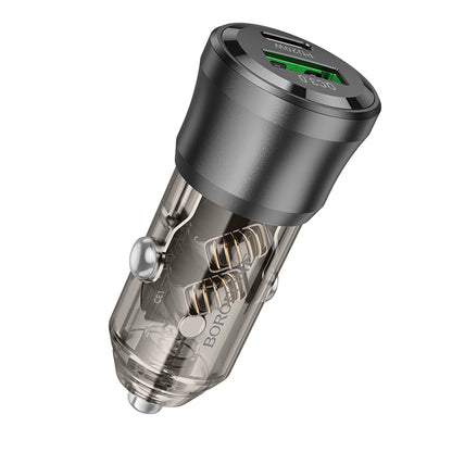 Cargador de coche Borofone BZ25 Journey, 38W, 3A, 1 x USB-A - 1 x USB-C, Negro