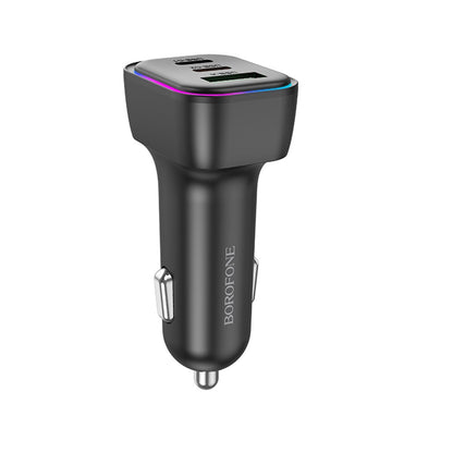 Cargador de coche Borofone BZ28C Trophie, 60W, 3A, 1 x USB-A, 2 x USB-C, Negro