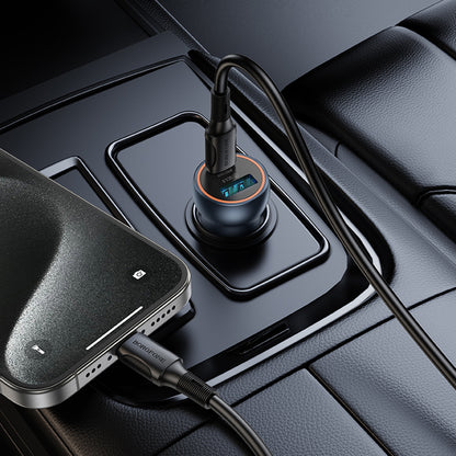 Cargador de Coche Borofone BZ32A Fresh, 30W, 3A, 1 x USB-A - 1 x USB-C, Gris