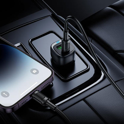 Cargador de coche Borofone BZ34B Cloud, 38W, 3A, 1 x USB-A - 1 x USB-C, Negro